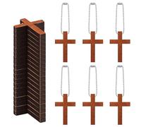 100Pcs/50Sets Small Wooden Crosses Charm Catholic Stress Relief Fidget Cruz De Madera Mini Pocket Cross Pendant with 50Pcs Ball Chain for Crafts Jewelry Making Baptism Easter Party Favors