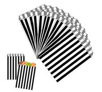 100PCS 5''x7'' Black Striped Candy Sweet Paper Bags,Striped Candy Paper Bags for Sweet Flavour Buffet Wedding Cake Gift Shop for Kids Birthday,Halloween,Christmas Party Buffet Confectionery Stall