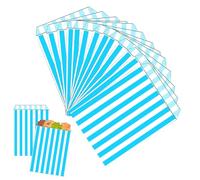 100PCS 5''x7'' Light Blue Striped Candy Sweet Paper Bags,Striped Candy Paper Bags for Sweet Flavour Buffet Wedding Cake Gift Shop for Kids Girl Boy Birthday Christmas Party Buffet Confectionery Stall