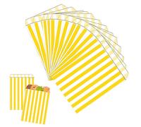 100PCS 5''x7'' Yellow Striped Candy Sweet Paper Bags,Striped Candy Paper Bags for Sweet Flavour Buffet Wedding Cake Gift Shop for Easter,Thanksgiving,Harvest Party Autumn Buffet Confectionery Stall