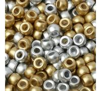 100pcs 6x9mm Christmas Red Green Solid Sequin Acrylic Big Hole Beads Pony Hair Beads Jewelry Making Bracelet Necklace Accessory-Mixed Golden silver-6x9mm 200pcs