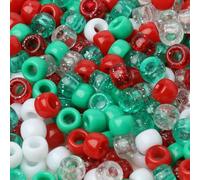 100pcs 6x9mm Christmas Red Green Solid Sequin Acrylic Big Hole Beads Pony Hair Beads Jewelry Making Bracelet Necklace Accessory-mixed-6x9mm 200pcs