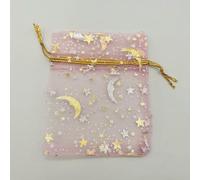 100pcs 7x9 9x12 Moon Star Organza Gift Bags Wedding Packaging Jewelry Storage Bags Organza Bag Drawstring Gift Pouch Sachet Bag