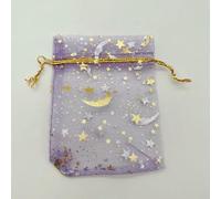 100pcs 7x9 9x12 Moon Star Organza Gift Bags Wedding Packaging Jewelry Storage Bags Organza Bag Drawstring Gift Pouch Sachet Bag