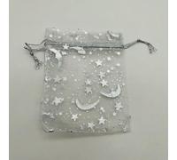 100pcs 7x9 9x12 Moon Star Organza Gift Bags Wedding Packaging Jewelry Storage Bags Organza Bag Drawstring Gift Pouch Sachet Bag