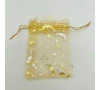 100pcs 7x9 9x12 Moon Star Organza Gift Bags Wedding Packaging Jewelry Storage Bags Organza Bag Drawstring Gift Pouch Sachet Bag
