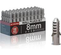 100Pcs 8mm Grey Wall Plugs Plasterboard, Raw Screw Plugs Plastic Fish Type Extension Raw Plugs Fixings For Masonry