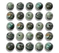 100Pcs 8mm Natural Smooth African Turquoise Gemstone Beads Round Loose Stone for Jewerly Making with Crystal Stretch Cord
