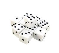 100Pcs 8mm White Dice with Black Dots Six Sided Decider Die Game Cubes