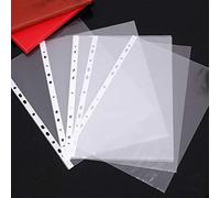 100pcs 9 x 12 Inch Clear Poly Bags Fit for A4 Paper Clear Plastic Bags Punched Pockets Folders Filing Wallets Sleeves Files Easy Peel and Stick