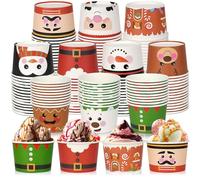 100Pcs 9oz Christmas Paper Bowls Treat Snack Cups Xmas Element Disposable Snowman Santa Elk Bowl Ice Cream Dessert Soup for Party Supplies Decorations, 10 Styles (WS23013)