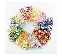 100pcs (9x12cm) Pretty Gold Rose Organza Gift bag Drawstring bags Earrings Brooch jewelry Wedding gift package pouches T917 (Color : Orange)