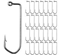 100pcs Aberdeen Jig Hook with 90-Degree Round Bend Extra Strong Long Shank Jig Hooks High Carbon Steel Fishing Barbarian Hooks for Saltwater Freshwater Size 2/0