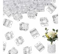 100Pcs Acrylic Fake Ice Cubes 18mm Clear PP Reusable Artificial Ice Rocks for Vase Filler, Wedding Decor, Centerpiece Decoration, Photography Props, Party Table Scatter, Kitchen & Home Decoration