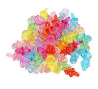 100Pcs Acrylic Pacifier Birthday Party Decoration Baby Baptism Soothing Mini Color Toys for Baby Shower Mother to Be Party (Transparent Mixed Colors)