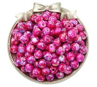 100pcs Acrylic Round Beads Rose Red 10MM Large Patterned Beads for Bracelet Making Adults,with 3MM Hole
