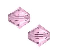 100pcs Adabele Austrian 6mm Faceted Loose Bicone Crystal Beads Rosaline Light Pink Compatible with Swarovski Crystals 5301/5328 SSB603