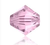 100pcs Adabele Austrian 6mm Faceted Loose Bicone Crystal Beads Rosaline Light Pink Compatible with Swarovski Crystals 5301/5328 SSB603