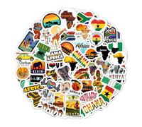 100Pcs Africa Stickers for Water Bottle and Laptop - African Party Supplies & Decorations, Waterproof Vinyl Decals, Kenya, Nigeria, Ghana Stickers, Gifts for Women & Men