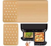 100Pcs Air Fryer Accessories for Ninja Foodi Dual Air Fryer, Air Fryer Liners Disposable Air Fryer Paper Liners, Air Fryer Liners Compatible with Ninja DZ201, DZ401(7.9 * 5.5 in) (100Brown)