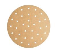100PCS Air Fryer Liners Disposable 25cm, Round Perforated Parchment Paper for Air Fryer Unbleached Non-Stick, Air Fryer Paper Liners Oil-Proof Water-Proof for Microwave Oven, Brown