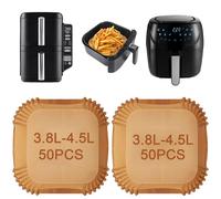 100pcs Air Fryer Liners Disposable for Ninja Double Stack Air Fryer 7.6l SL300UK / Russell Hobbs Air Fryer 4L, 4L Square Air Fryer Liners, Comptible with Ninja, Philips, Cosori, Tower 3.8L-4.5L