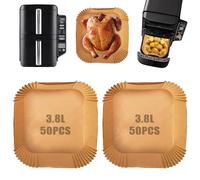 100PCS Air Fryer Liners for Ninja Double Stack 7.6L Air Fryer SL300UK, Dual Air Fryer Paper Liners Disposable, Ninja Double Stack Air Fryer Accessories