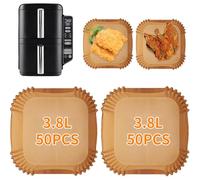 100PCS Air Fryer Liners for Ninja Double Stack 7.6L Air Fryer SL300UK, Dual Air Fryer Paper Liners Disposable, Air Fryer Kitchen Accessories Ninja Double Stack SL300UK