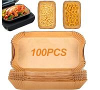 100PCS Air Fryer Liners for Ninja Foodi MAX Health Grill and Air Fryer AG551UK AG551UKCP, Large Rectangle Disposable Air Fryer Parchment Paper Baking Liners Air Fryer Accessories
