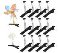 100pcs Alligator Clips with Spring, Metal Duckbill Hair Clips for DIY Ribbon Bow Making, 1.57" Black Square Plain Hairpins for Crafts, Styling Barrettes Accessories