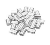 100pcs Aluminum Crimping Loop Sleeve Clips with Double Ferrules, 3mm Aluminum Cable Sleeves Clips Wire Rope Aluminum Sleeves Clip Fittings Cable Crimps Double Holes