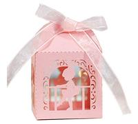 100pcs Angel Dancing Pearl Paper Hollow Cut Favor Gift Candy Box Storage With Ribbon Decoration Baby Shower Wedding Party Supplies Favor Boxes For Baby Shower