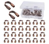 100pcs Antique Red Copper Wire Guardians U-Shaped Wire Guard Loops Wire Cable Thread Protectors Accessories with a Box for DIY Bracelet Necklace Earrings Jewelry Making
