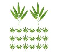 100pcs Artificial Bamboo Leaf Branches Plastic Stems Light Green | No Sunlight Needed, Versatile for DIY Use, Delicate Shape and Realistic Colour, for Pots and Gift Boxes