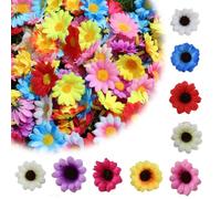 100Pcs Artificial Sunflowers Heads,Multicolor Silk Faux Daisy Flowers Head,Small Artificial Flower Heads Craft Fake flower Decoration Bulk Mix for DIY Wreath Gift Wedding Art Party Home Garden Decor