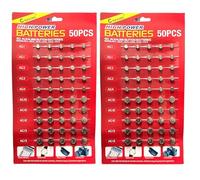 100pcs Assorted Batteries, Mixed Sizes Alkaline Button Cell Batteries LR621 LR41 LR66 LR54 LR43 LR44 - AG1 AG3 AG4 AG10 AG12 AG13 Battery for Watches, Toys, Calculators, Key Fobs