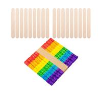 100pcs Assorted Colour Wooden Ice Pop Sticks for Crafting and Ice Cream Making, Natural Wood Round Mini Craft Sticks that Hands-on Ability and are Not Easy to Deform