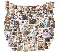 100pcs Assorted Colours Cartoon Cat Stickers, Waterproof Decals