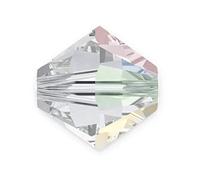 100pcs Authentic Swarovski Crystals 5328 Xilion 3mm (0.12 inch) Small Bicone Crystal Beads for Jewelry Craft Making (Crystal AB) SWA-b302