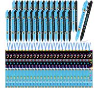 100Pcs Autism Awareness Pens Bulk Inspirational Retractable Pen Autism Awareness Bookmarks Blue Ribbon Mental Health Autism Acceptance Gifts Motivational Gifts for Classroom Office Stationery Supplies