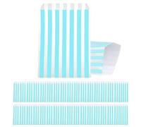 100Pcs Baby Blue Paper Sweet Bags Small, Blue and White Candy Stripe Paper Bag, Mini Party Sweetie Bags for Kids Girls Boys Halloween Christmas Wedding Birthday Party- 5x7''