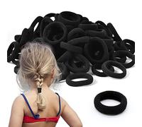 100Pcs Baby Elastics Hair Ties, Candy Color Seamless girls hairbands,3cm Ponytail Holder Hair Accessories，Multi-colored hair bobbles for girls (3cm) (Black)