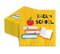 100pcs Back to School Paper Napkins 6.5 x 6.5 Inch Disposable Dessert Dinner Hand Towel for Kindergarten Graduation First Day of School Party Classroom Decorations