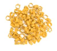 100PCS/Bag 8MM 001-100 Numbered Plastic Letter Pigeon Bird Leg Bands Rings, Bird Chicks Parrot Clip Rings Band (Yellow)