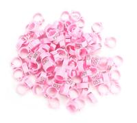 100PCS/Bag 8MM 001-100 Numbered Plastic Letter Pigeon Bird Leg Bands Rings, Bird Chicks Parrot Clip Rings Band (Pink)