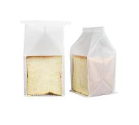 100PCS Bakery Bags White Paper Bag Tin Tie Lock Closure with Window for Bread, Resealable Pastry Treat Bags, Toast Bakery Food Packaging Bag, Cookie Packaging for Food Samples, to Go Snacks, Dessert