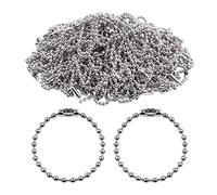 100Pcs Ball Bead Chain 4 Inches Long, 2.4mm Beads Chain Metal Iron Ball Bead Chain Small Tag Chain Keyring Chains Keychain with Connectors for Hanging Label Tags Badge Holders Silver