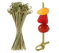 100Pcs Bamboo Cocktail Picks Toothpicks for Appetizers Natural Bamboo Knot Skewers Mini Food Sticks for Drinks Canapes Appetizers Party Supplies (12cm/4.7inch)