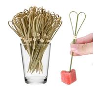 100PCS Bamboos Cocktail Picks,Heart Shape Bamboo Skewers for Appetizers, Cocktail Toothpicks, Handmade Knot Bamboo Toothpicks Cocktail Skewers,BBQ Accessories,Fruit Pick Sticks(4.7 Inch)