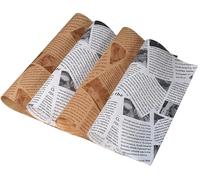100Pcs Basket Liners Deli Wax Paper Sheets, 10 x 10 Inch, Stick Baking Paper Newspaper Printing Design Food Wrapping Paper (100 sheets)